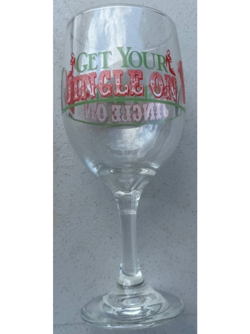 Greenbrier Festive Christmas "Get Your Jingle On" 11.5 oz. Wine Glass 7" Tall